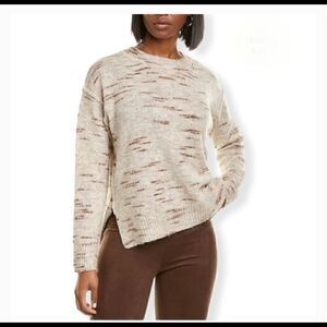 Max Studio Oatmeal Marled Knit Long Sleeve Pullover Sweater